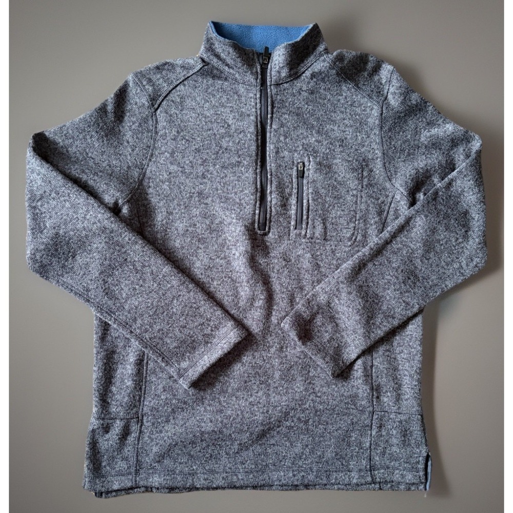 Woolrich Long Sleeve 1/4 Quarter Zip Pullover Sweater Gray Pocket Large JBHS